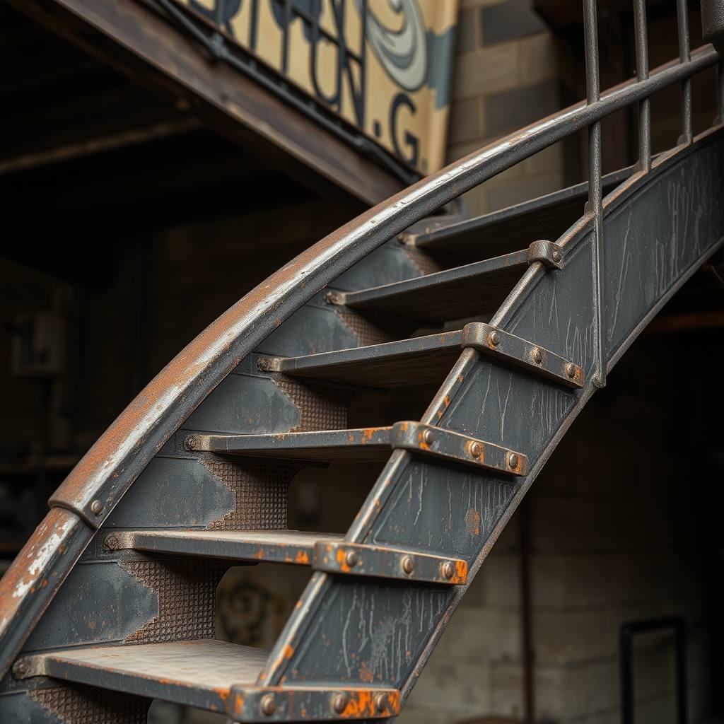 détail d'ouvrage Escalier en fer forgé (illustration)